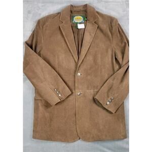 Cabela's Genuine Leather Suede Buffalo Nickel Men's Blazer 42R Brown sport coat